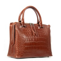 Женская кожаная сумка ALEX RAI 8542 coffee croco