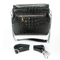 Женская кожаная сумка ALEX RAI 9342 black croco