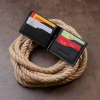 Кожаный зажим для купюр GRANDE PELLE 11296 Черный