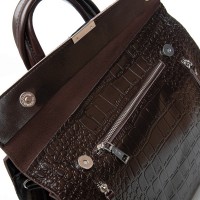 Женская кожаная сумка классическая ALEX RAI 5052 brown croco