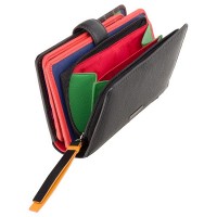 Кожаный женский кошелек Visconti Crush c RFID (Black-Multi Love)