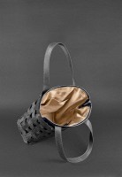 Кожаная плетеная женская сумка BlankNote Пазл L черная Crazy Horse - BN-BAG-33-G-KR