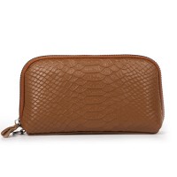 Женская кожаная косметичка Cosmetic 60096 L-brown