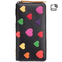 Женский кожаный кошелек Visconti LV5 Passion c RFID (Black-Multi Love)