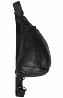 Мужская чёрная кожаная сумка-слинг Keizer K18807-black