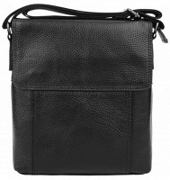 Мужская чёрная кожаная сумка Borsa Leather 1t8153m-black