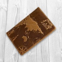 Обложка для паспорта из кожи HiArt PC-02 Shabby Dingo 7 wonders of the world