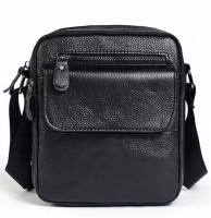 Мужская черная кожаная сумка-планшет TIDING BAG a25-1108a