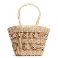 Пляжная плетеная сумка PODIUM 9136 beige