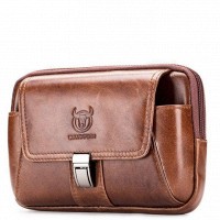 Кожаная коричневая сумка на пояс для смартфона Bull yb043
