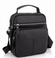 Кожаная мужская сумка через плечо черная Tiding Bag A25F-1436A