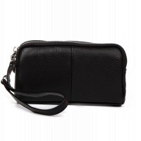 Женская кожаная косметичка-клюлчница Cosmetic 6002-A black