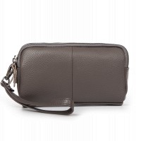 Женская кожаная косметичка Cosmetic 6002-A grey