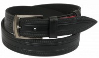 Кожаный мужской ремень Skipper 1122-38 черный ДхШ: 123х3,8 см.