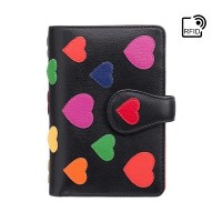 Кожаный женский кошелек Visconti Crush c RFID (Black-Multi Love)