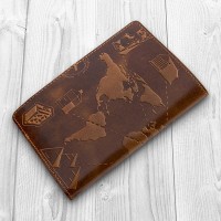 Обложка для паспорта из кожи HiArt PC-02 Crystal Amber 7 wonders of the world