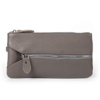 Женская кожаная косметичка-клюлчница Cosmetic bag 6001-A grey