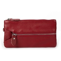 Женская кожаная косметичка-клюлчница Cosmetic bag 6001-A bordo