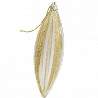 Игрушка на елку Сосулька 15 см прозрачная с золотым глиттером Новогодько