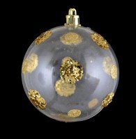 Шар на елку прозрачный с кругами из глиттера Новогодько d-8