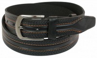 Мужской кожаный ремень под джинсы Skipper 1056-40 черный 4 см
