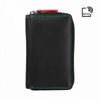 Женский кожаный кошелек с RFID защитой Visconti RB98 Aruba (Black/Rhumba)