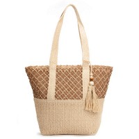 Пляжная плетеная сумка PODIUM 6167 beige