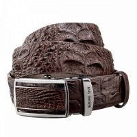 Коричневый ремень автомат из кожи крокодила CROCODILE LEATHER 18240