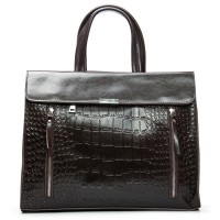 Женская кожаная сумка классическая ALEX RAI 5052 brown croco