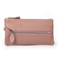 Женская кожаная косметичка-клюлчница Cosmetic bag 6001-A pink
