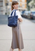 Кожаная плетеная женская сумка BlankNote Пазл L синяя Crazy Horse - BN-BAG-33-NN