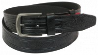 Мужской кожаный ремень под джинсы Skipper 1142-38 черный 3,8 см