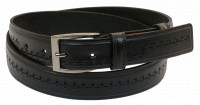 Мужской кожаный ремень под брюки Skipper 1048-35 черный 3,5 см