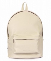 Стильный городской кожаный рюкзак Poolparty backpack-leather-beige