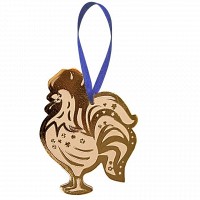 Игрушка на елку из кожи HiArt Петух Toy-Cock-White-Gold