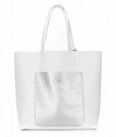 Кожаная сумка POOLPARTY Mania white-silver