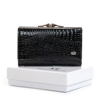 Женский кожаный лаковый кошелек SERGIO TORRETTI FEW214 black