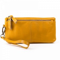 Женская кожаная косметичка Cosmetic bag A-00276-9 yellow