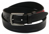 Мужской кожаный ремень под брюки Skipper 1006-35 черный 3,5 см