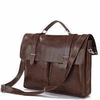 Мужской кожаный коричневый портфель John McDee jd7100b