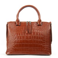 Женская кожаная сумка ALEX RAI 8542 coffee croco