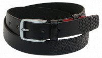 Мужской кожаный ремень под брюки Skipper 1018-35 черный 3,5 см