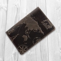 Обложка для паспорта из кожи HiArt PC-02 Shabby Gavana Brown 7 wonders of the world