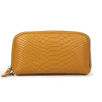 Женская кожаная косметичка Cosmetic 60096 yellow