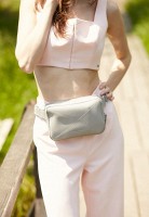 Женская кожаная поясная сумка BlankNote Dropbag Mini серая - BN-BAG-6-SHADOW