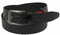 Мужской кожаный ремень под джинсы Skipper 1110-38 черный 3,8 см