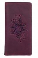 Кожаный бумажник Hi Art WP-02 Shabby Plum Mehendi Classic