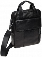 Мужская чёрная кожаная сумка Borsa Leather k18863-black