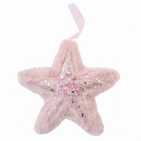 Подвеска елочная Yes! Fun звезда пушистая розовая с декором, 16*16 см 973538